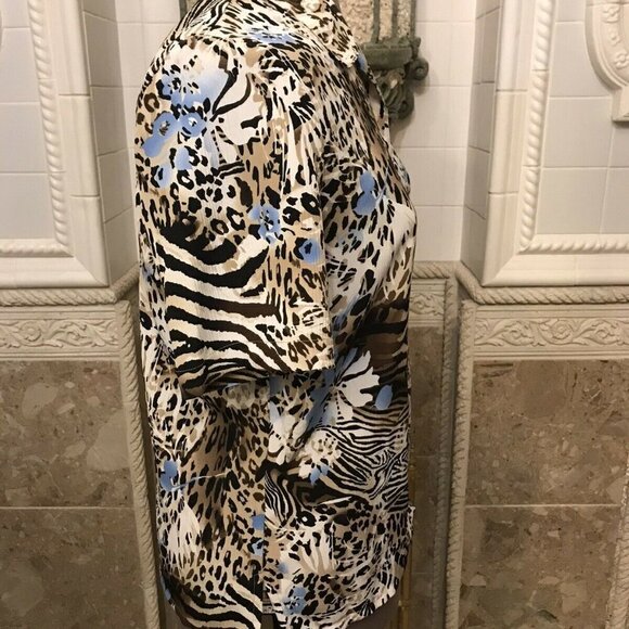 ALIA. Size 12. Short Sleeve Shirt. Textured Fabric. Side Slits. Poly. B22 - Picture 3 of 6